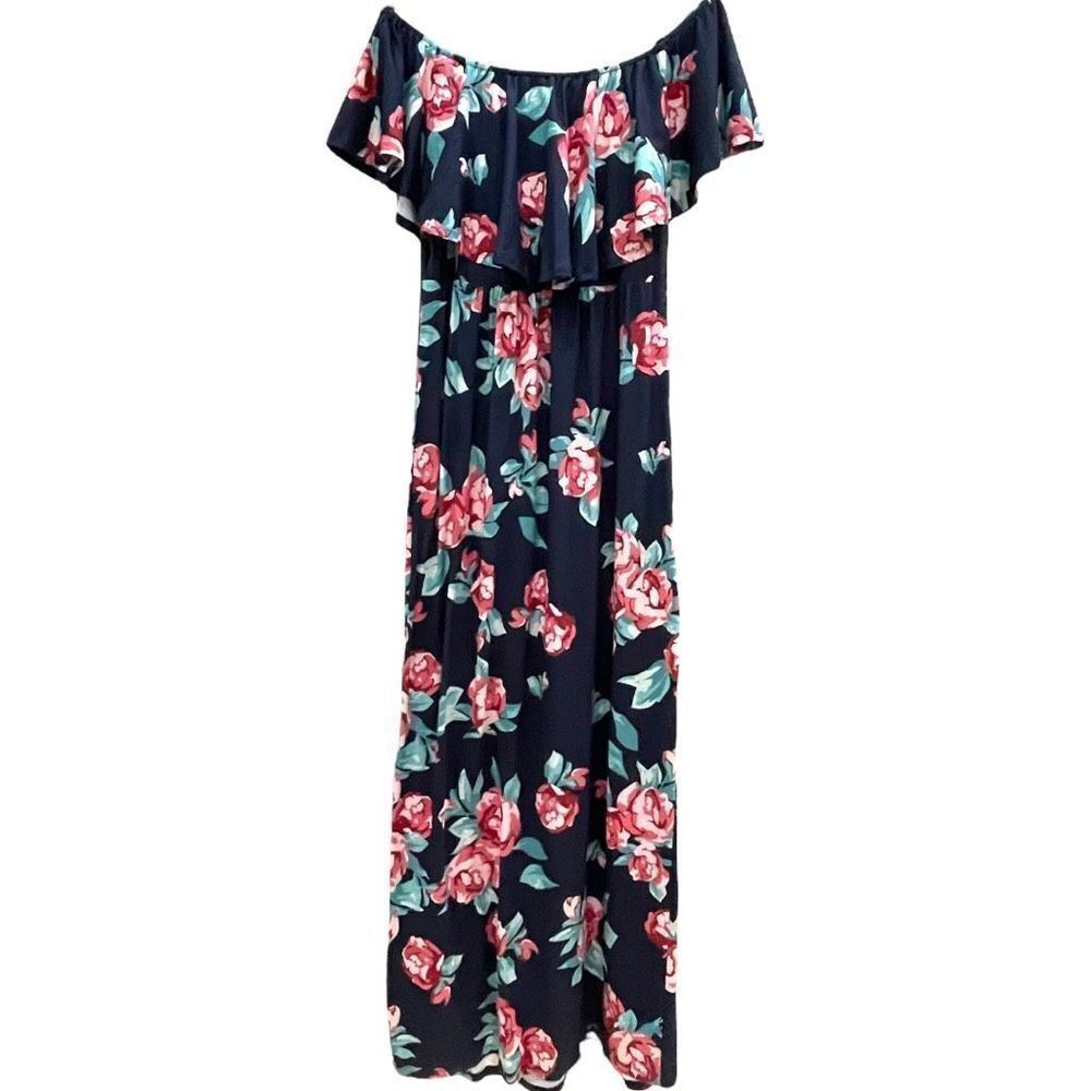 Kimi & Kai Women's Black & Red Floral Print Off-The-Shoulder M NWT